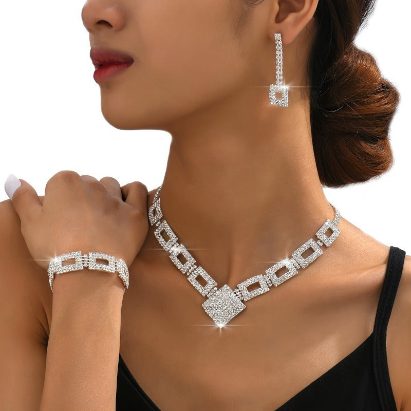 Gorgeous Jewelry Sets - Sparkly Faux Zirconia, Earrings And Necklaces - Can Be Worn As Bracelets for Evening Glamour, 3pcs Sets. The Perfect Holiday Gift